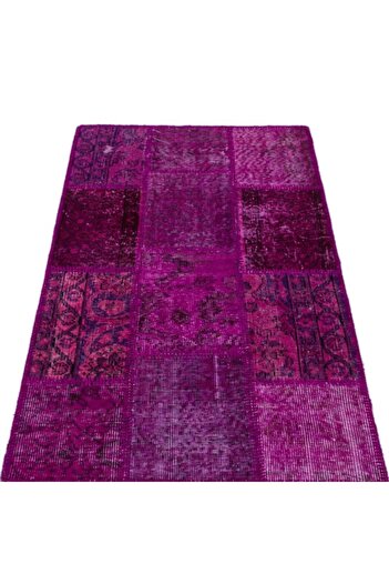 Apex El Dokuması Patchwork Vintage Yün-pamuk Mor Halı 25946 080 X 150 Cm