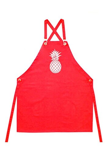 enmalife Masterchef Pineapple Patterned Red Buckle Kitchen Apron