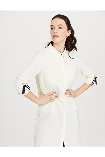 Kayra Ecru Tunic - Contrast Stitched, Long B21 81032