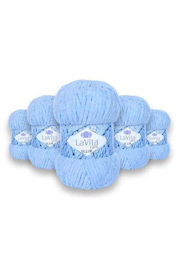 LaVita Yarn Velur Baby Velvet Yarn 5 Pack Amigurumi Πλεκτό Χέρι Σχοινί Taka Yarn (5010-ΜΠΛΕ)
