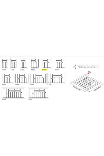 STARAX Çekmece Içi Plastik Kaşıklık Gri 44x49 Cm S-2285-g ( 7 Gözlü)