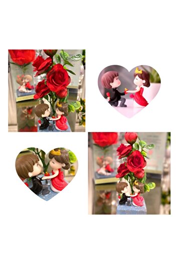 QUEEN AKSESUAR Love Tale Proposal Proposal Love Trinket Artificial Rose Flower Boxed Valentine's Day Gift Flower 18cm