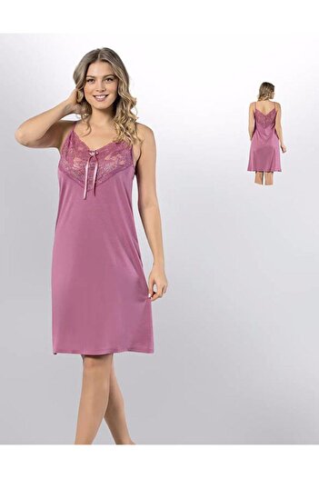 KOTA Lace Detailed Rope Strap Nightgown 6299