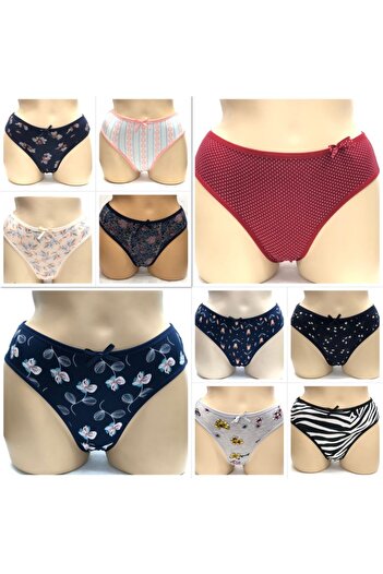 MİSSEMMA Women's Panties 10 Pieces Combed Cotton Lycra Panties