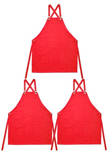 enmalife 3 Pieces Red Kitchen Apron - Stylish and Useful Set