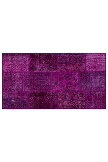 Apex El Dokuması Patchwork Vintage Yün-pamuk Mor Halı 25946 080 X 150 Cm