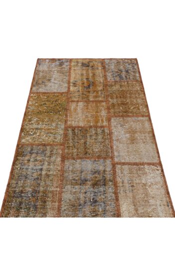 Apex El Dokuması Patchwork Vintage Yün-pamuk Kahve Halı 31392 080 X 150 Cm