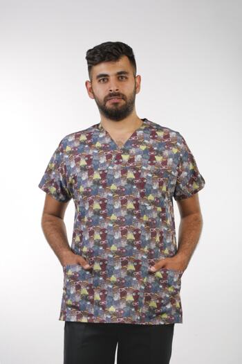 Eflex Tricou pentru bărbați cu un singur top, cu model de bufniță, cu decolteu din lycra și mâneci liliac