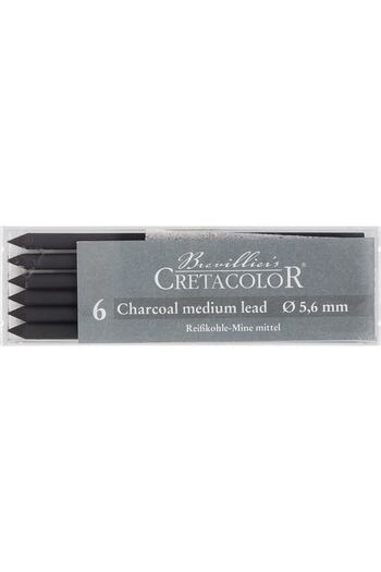 CretaColor Charcoal Medium Charcoal Point of Port 5.6mm 6-Piece 26002