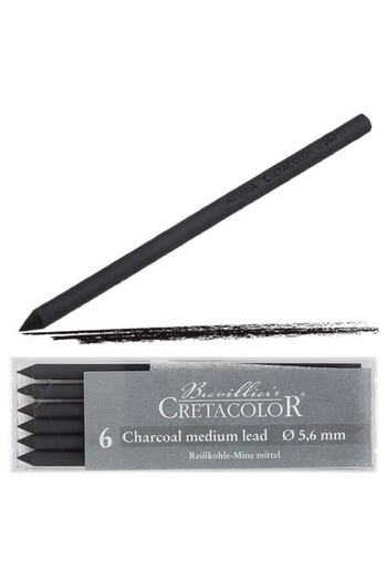 CretaColor Charcoal Medium Charcoal Point of Port 5.6mm 6-Piece 26002