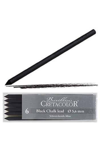 CretaColor Black Pastel Medium Black Chalk Point of Port 5,6mm 6-Piece 26012