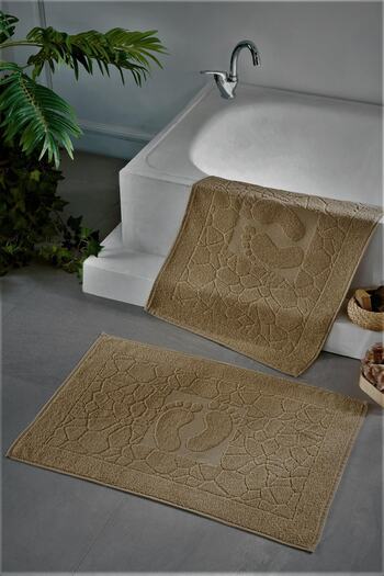 Kardelen Extra Soft 2 Pieces Cotton Bath Mat Foot Towel