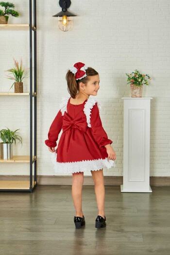 Sare Çocuk Giyim Girl's Dress Red Vintage, Lace, Princess, Evening Dress, Birthday Dress