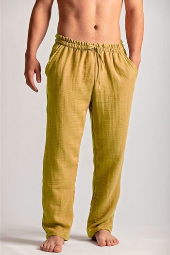 Botex Cotton Double Layer Muslin Men's Pajama Bottoms - Mustard Yellow