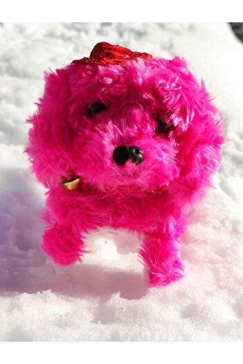 Mia Pembe Yürüyen Havlayan Sevimli Pilli Peluş Köpek