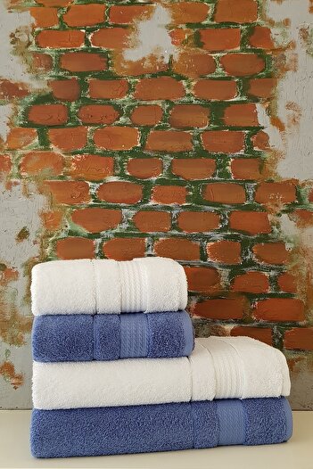 Özdilek Trendy 4 Piece Bath Towel Set - White Red Blue
