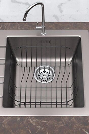 Teknotel Lavabo Evye Tabaklık Bulaşıklık Mat Siyah Kb081