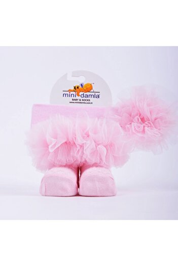 Minidamla Baby Girl Kokoş Hair Banded Socks Set Pink