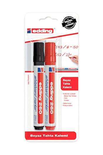Edding قلم السبورة الأبيض 2 قطعة Bls أسود وأحمر