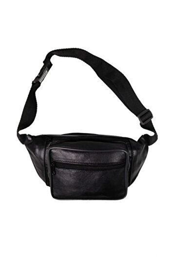 MKM Unisex Siyah Deri Bel Çantası