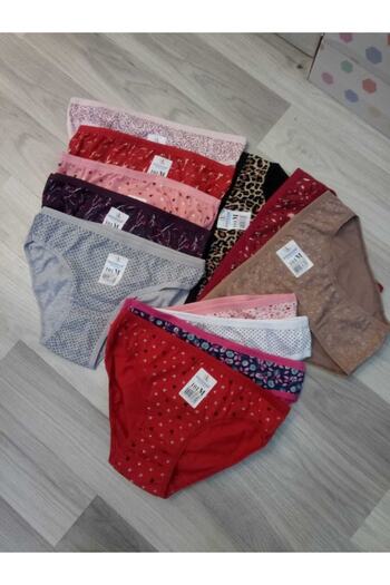 Dondeza Women's Colorful 12 Pieces Front Printed Panties M