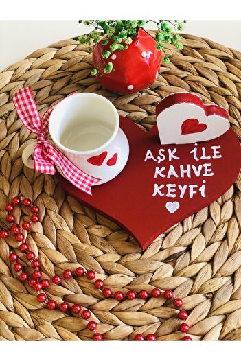 Den Tasarım Hediyelik Aşk Ile Kahve Keyfi Fincan Seti