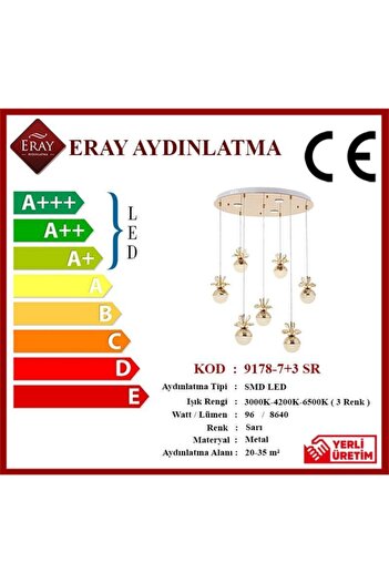 Eray Aydınlatma 9178-7+3r Sarı Powerled 7 Li Avize