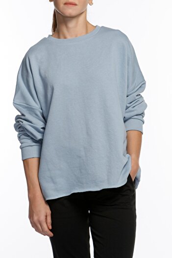BASIC&CO Skye Oversized Basic Blue Sweatshirt