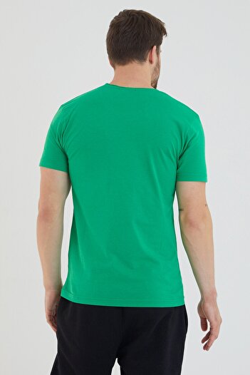 AMAZING CRASH Green Basic Men's Crew Neck Slim Fit Short Sleeve T-shirt