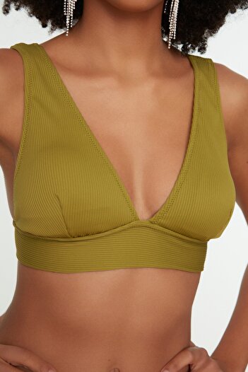 Trendyol Collection Μπικίνι με πράσινη υφή, μακρύ τρίγωνο, TBESS22BU0017