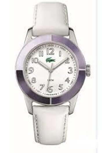 onlinekordon 20/16mm White Leather Watch Band Compatible with Lacoste