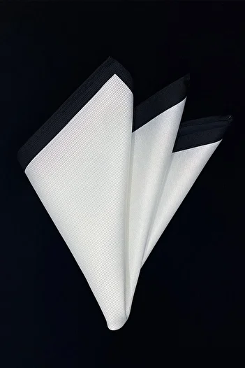 La Pescara Black Detailed Microfiber Plain White Men's Pocket Handkerchief Sps440