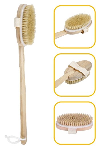 Buffer Natural Horsehair Anti-Cellulite Removable Handle Wooden Brush 42 cm