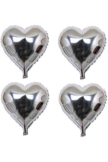 BEST PARTİ Gümüş Kalp Folyo Balon Set 10 Adet 25 Cm