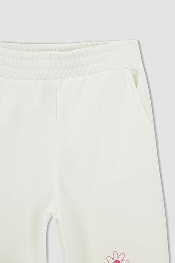 DeFacto Girl's Teddy Bear Printed Jogger Standard Fit Tracksuit Bottom