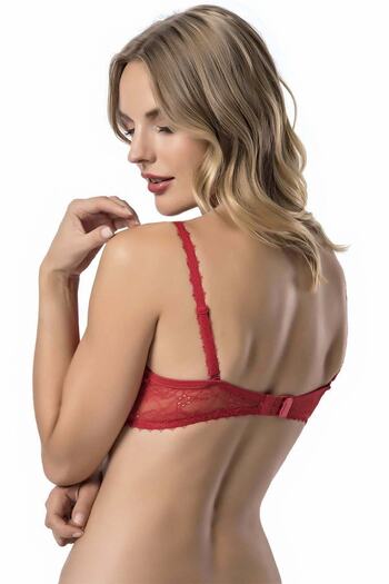 Le Jardin Women's Red Lace Push Up Bra 7003