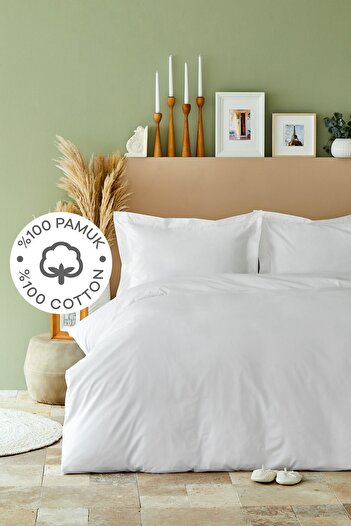 Karaca Home Back To Basic White 100% Cotton Single Duvet Cover Set