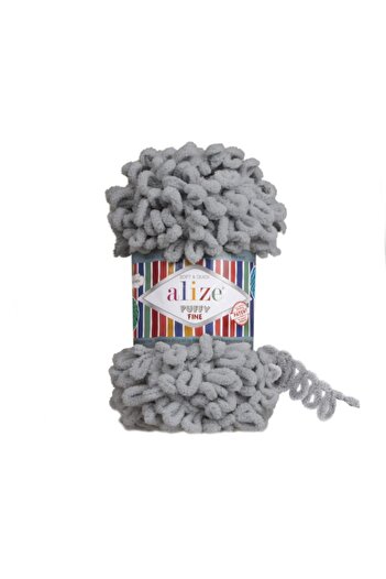 Alize Puffy Fine Πλεκτό νήμα για πλέξιμο στο χέρι (Συσκευασία των 5) 343-Γκρι ανθρακί