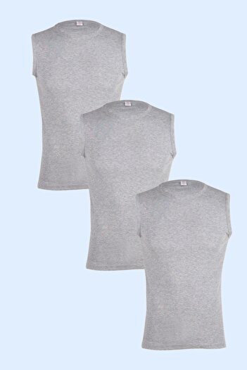 Ceylanoğlu Men's 3-Piece Ribbed Tank Top - Zero Collar and Zero Sleeve Set