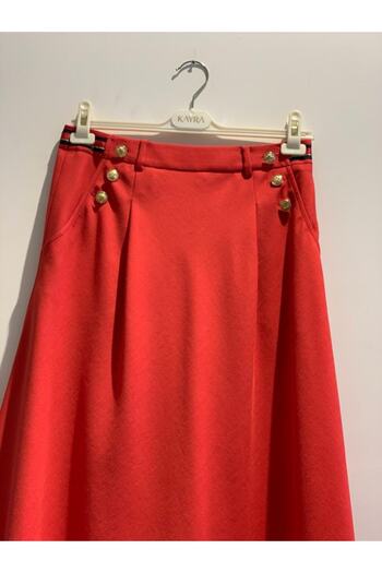 Kayra Women's Button Detailed Ecru Skirt