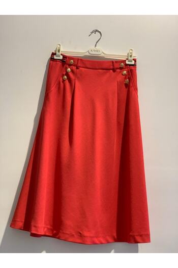 Kayra Women's Button Detailed Ecru Skirt