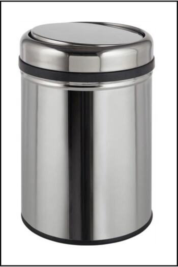 Maxiflow 5 Lt Trash Can with Chrome Swivel Lid, Stylish and Convenient Design
