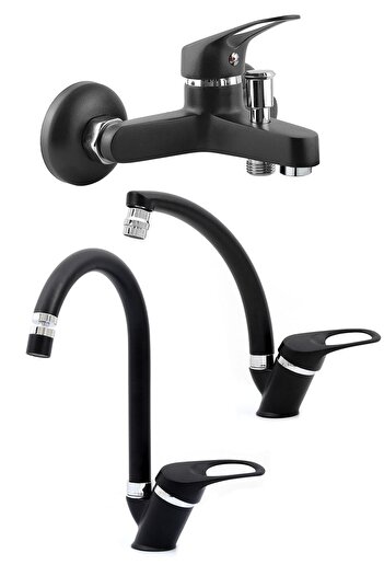 KUSTAR Black Mix 3-Plus Bathroom Shower Faucet Set for Kitchen and Sink Evyed