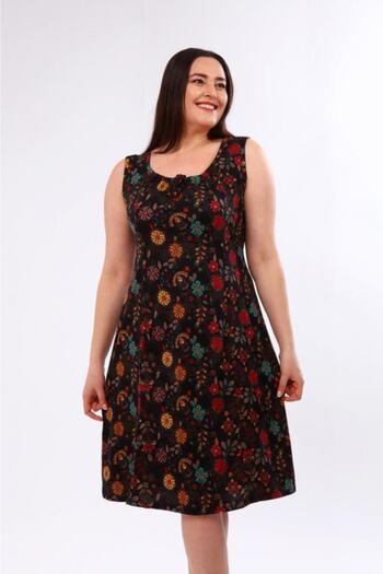 Nehir tekstil Women's Thick Strap Sleeveless Cupped Cotton Combed Plus Size Dress