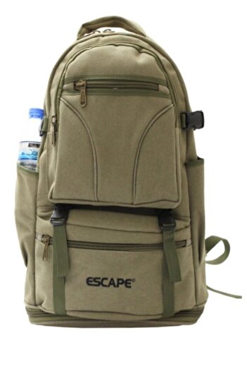 ESCAPE Outdoor Canvas Fabric Gusseted Large Size Mountaineer Backpack Beige 508