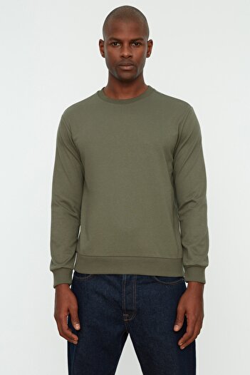 Trendyol Collection Khaki Regular/Normal Cut Long Sleeve Unmarked Sweatshirt Tmnaw20Sw0164