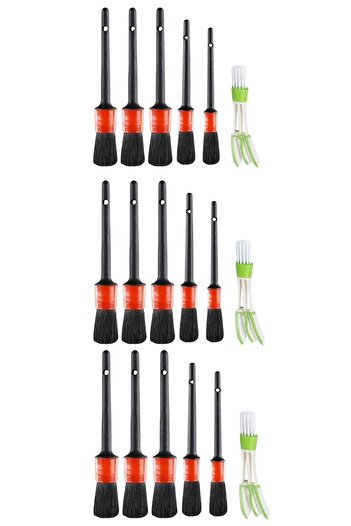 Buffer ® 3 Pieces of Soft Bristle 5+1 Detailed Vehicle Auto Cleaning Care Brush Set for Internal and External Cleaning