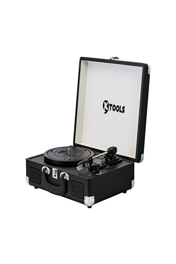 Ktools Nostalgie Plak Çalar Bluetoothlu Çanta Pikap Siyah Renk