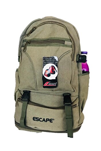 ESCAPE Outdoor Canvas Fabric Bellows Large Size Mountaineer Backpack Khaki 508