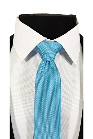BLC Basic Line Co. Turquoise Blue Dobby Tie Handkerchief Set